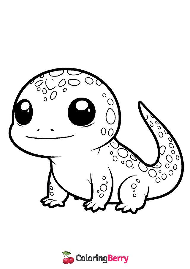 Kawaii Lizard Coloring Page