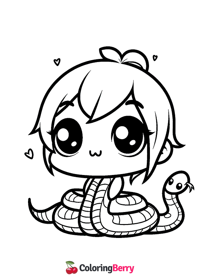 Kawaii Snake Coloring Page