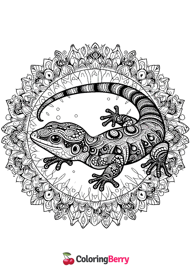 Lizard Mandala Coloring Page