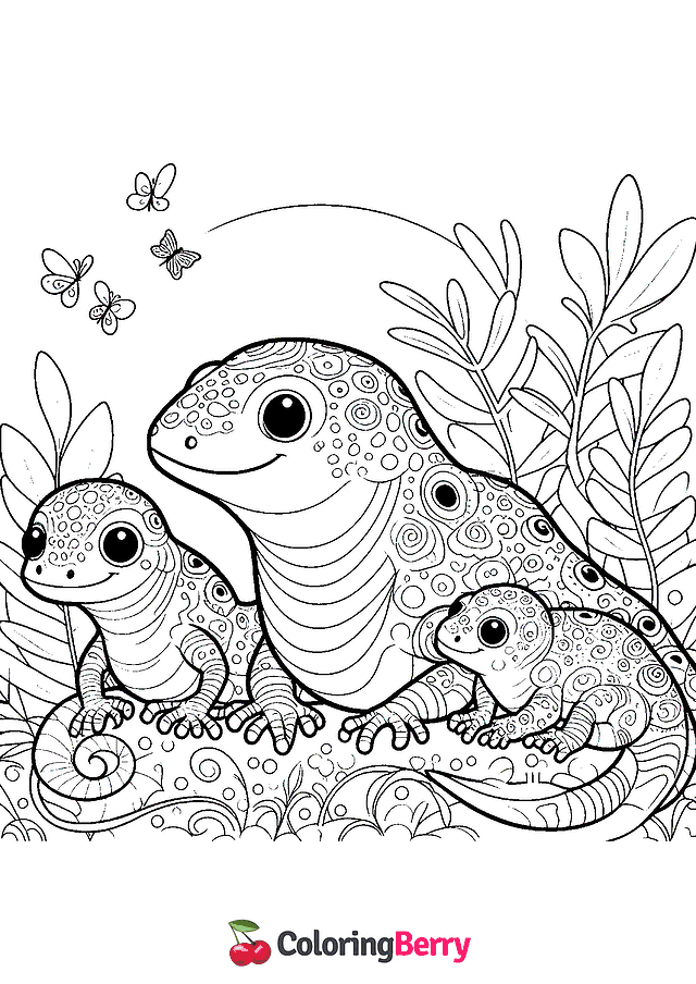 Lizards Coloring Page