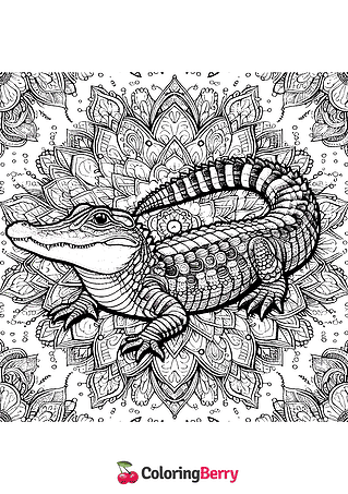 Mandala Alligator Coloring Page