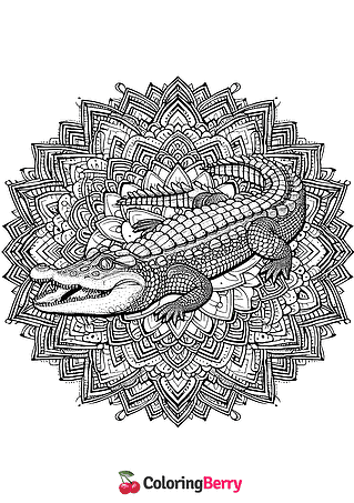 Mandala Crocodile Coloring Page