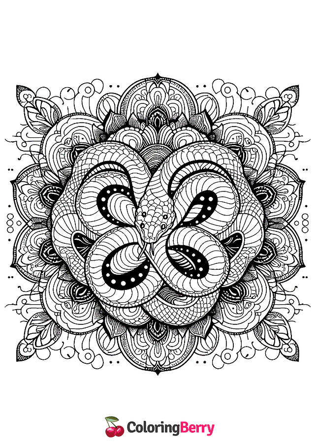 Mandala Snake Coloring Page