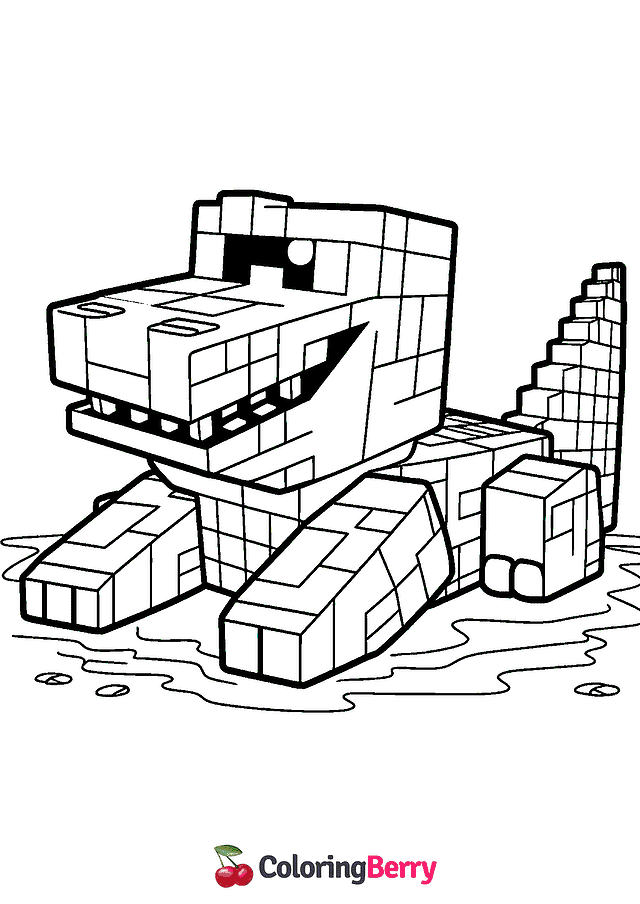 Minecraft Alligator Coloring Page