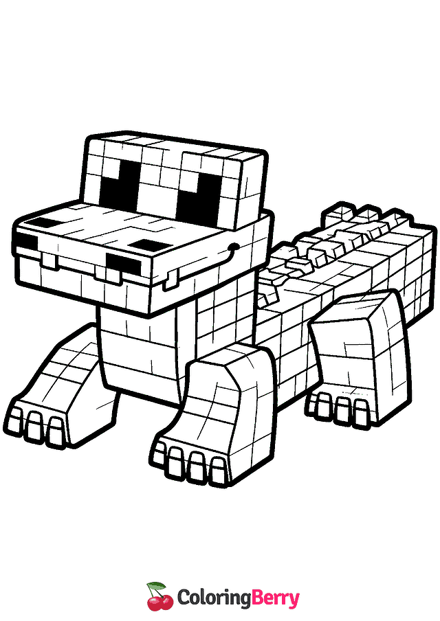 Minecraft Crocodile Coloring Page