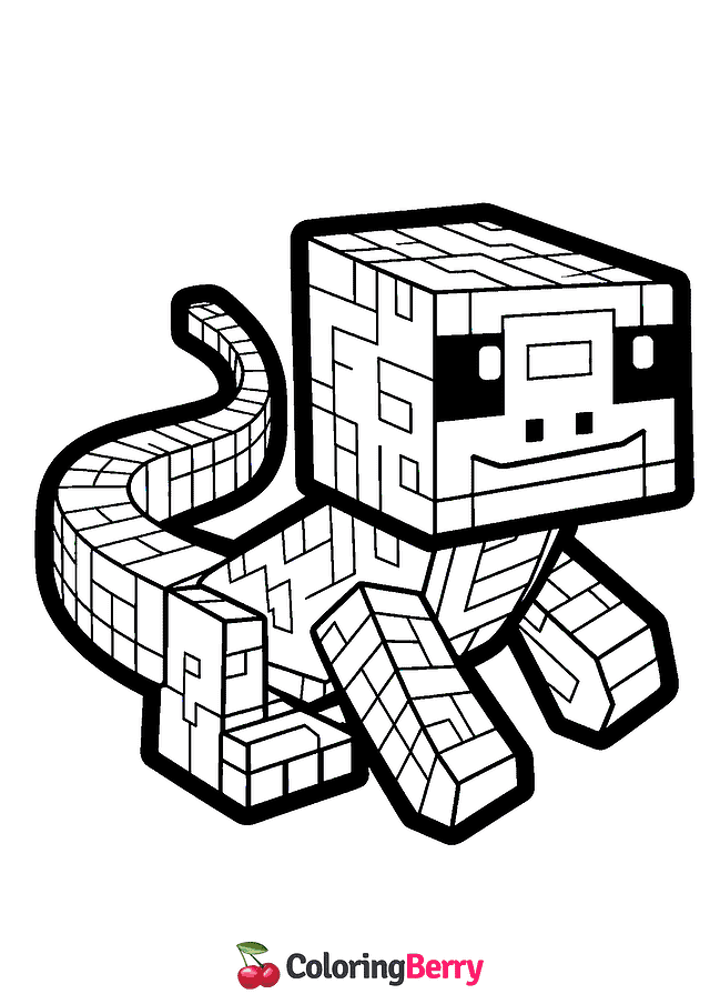 Minecraft Lizard Coloring Page