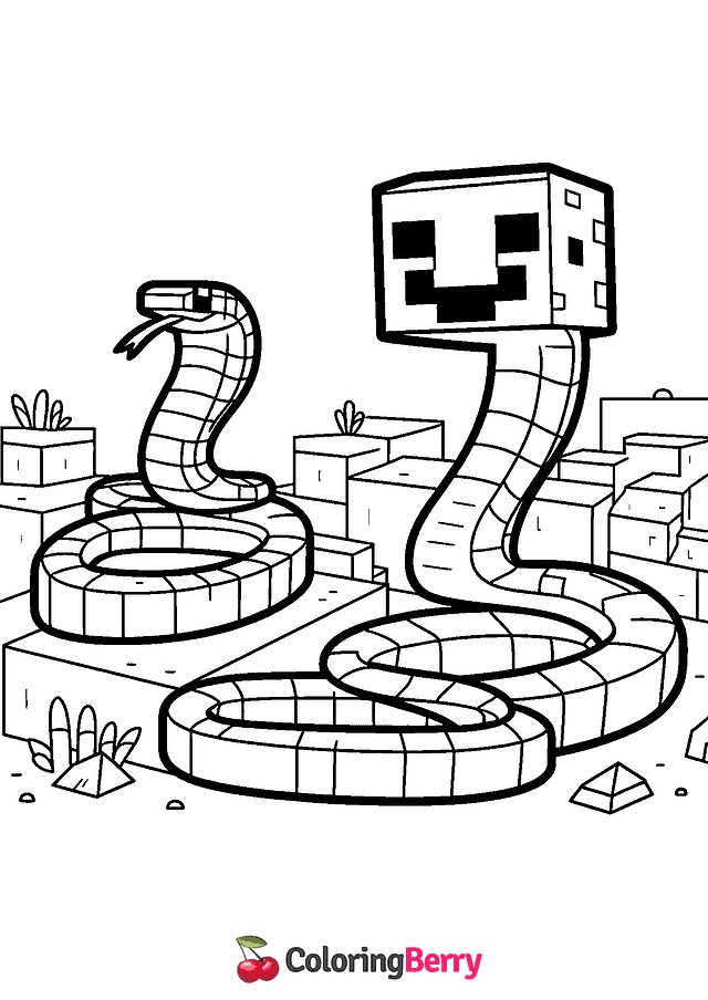 Minecraft Snake Coloring Page