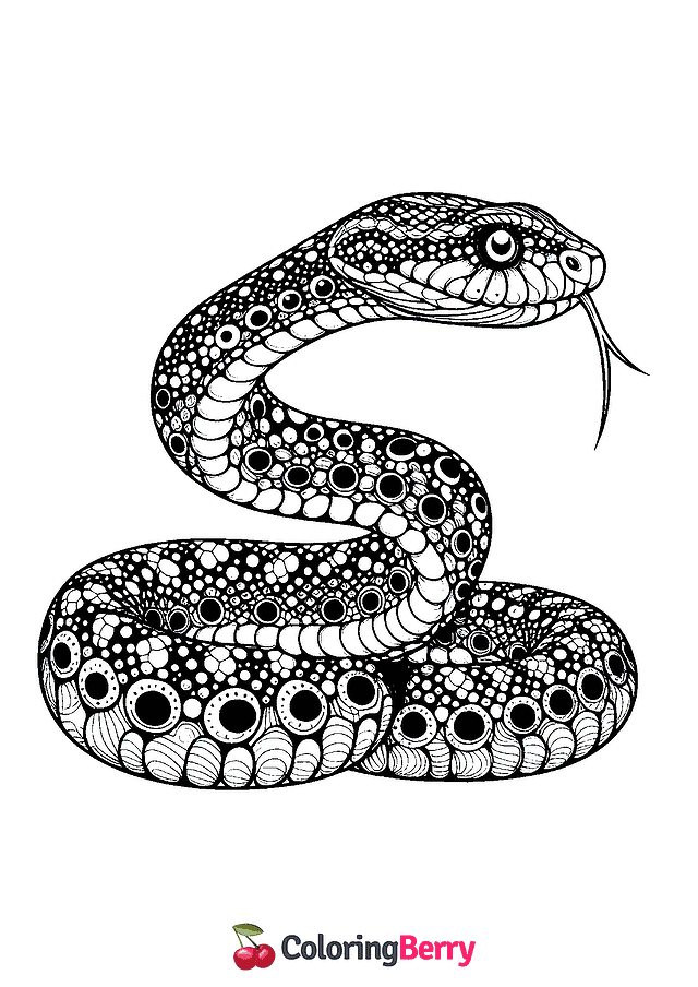 Realistic Snake Coloring Page