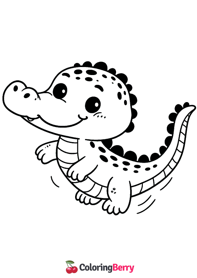 Simple Crocodile Coloring Page