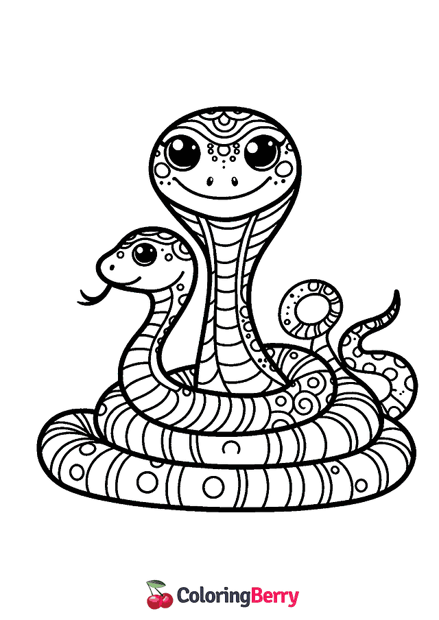 Snake Family Coloring Page