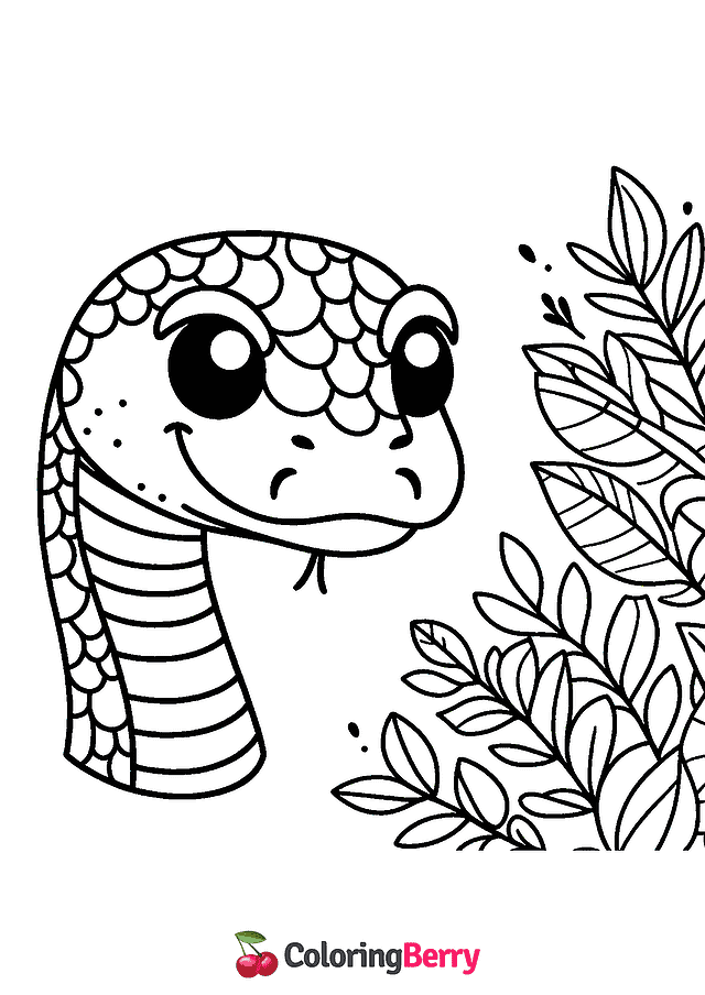 Snake Head Coloring Page (Free PDF Printable)