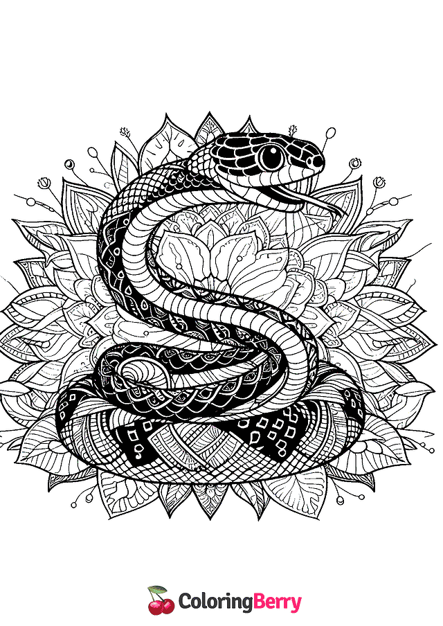 Snake Mandala Coloring Page