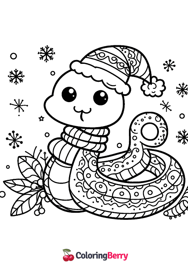 Winter Snake Coloring Page