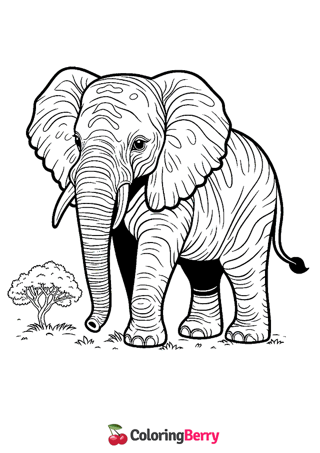 African Elephant Coloring Page