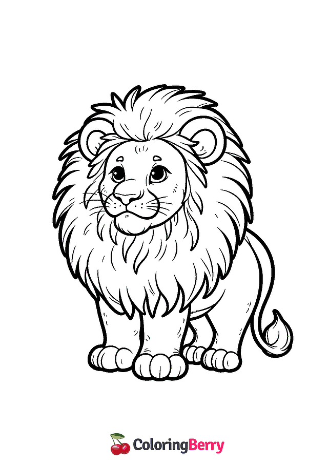 African Lion Coloring Page