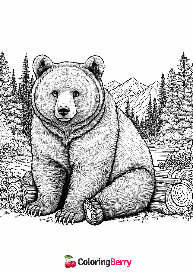 Alaska Brown Bear Coloring Page