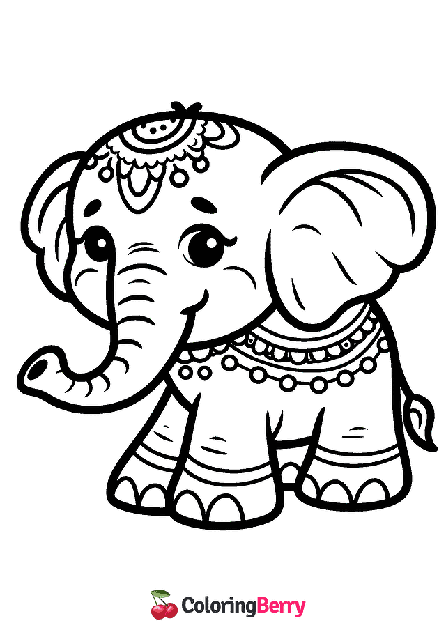 Asian Elephant Coloring Page