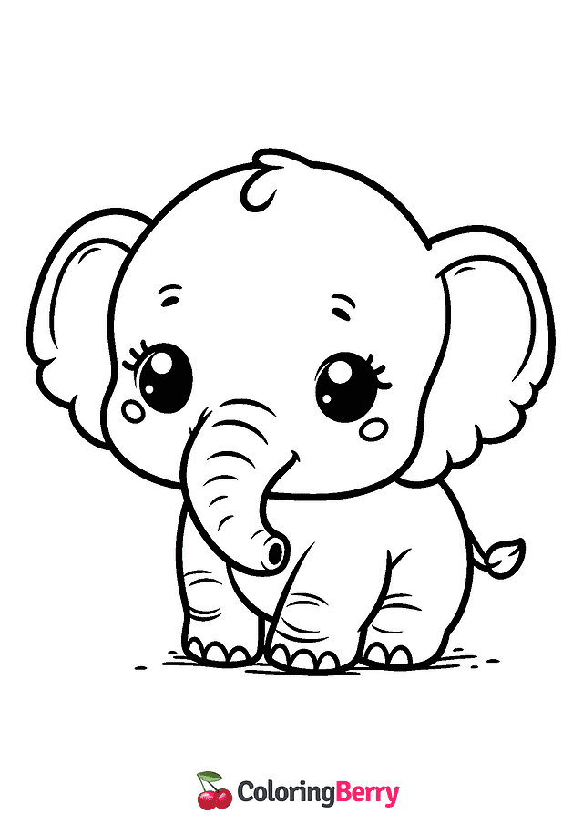 Baby Elephant Coloring Page