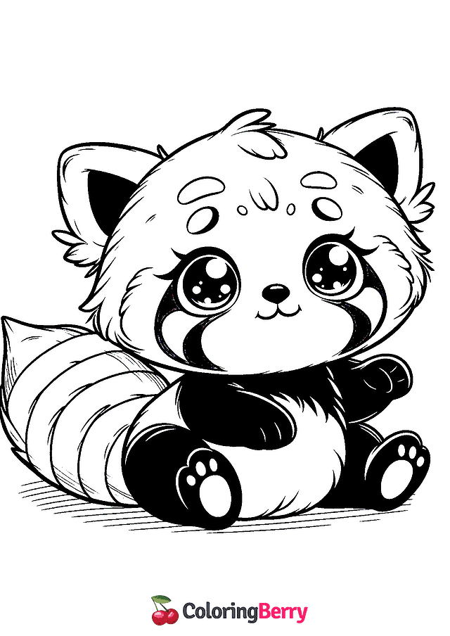 Baby Red Panda Coloring Page