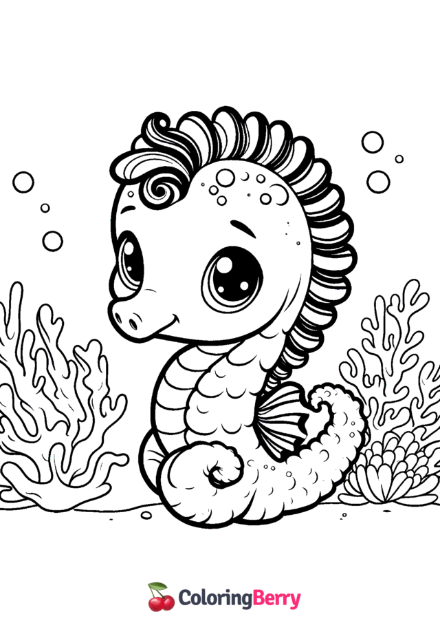 Baby Seahorse Coloring Page