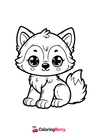 Baby Wolf Coloring Page