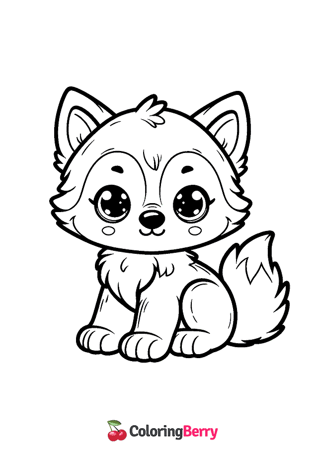 Baby Wolf Coloring Page