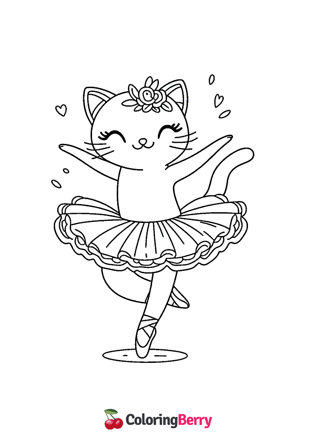 Ballerina Cat Coloring Page