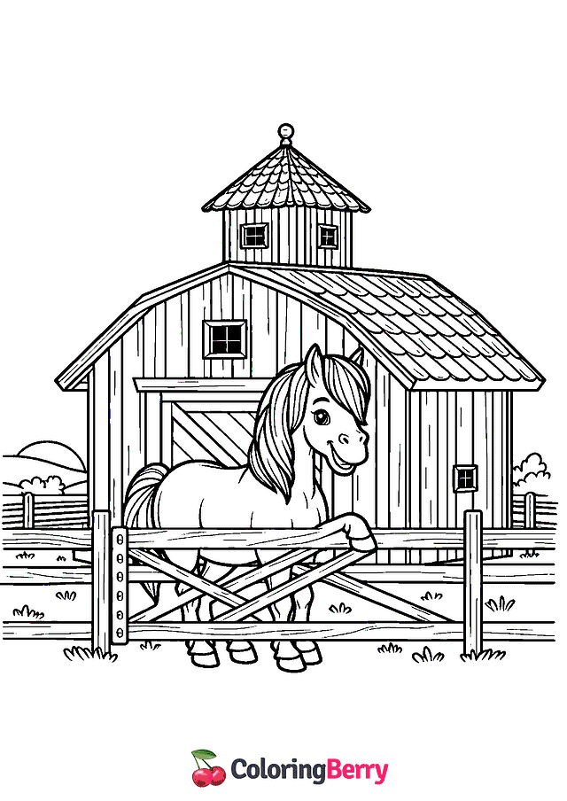 Barn Horse Coloring Page