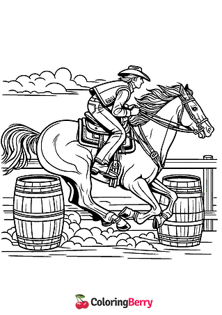 Barrel Racing Coloring Page