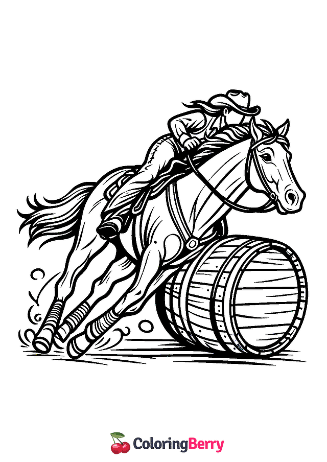 Barrel Racing Horse Coloring Page