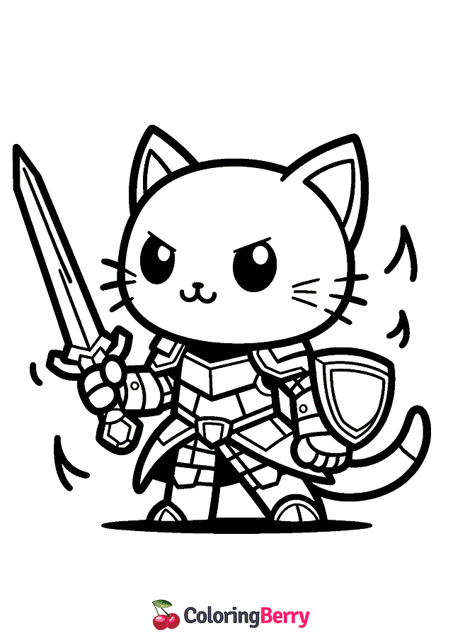 Battle Kitty Coloring Page