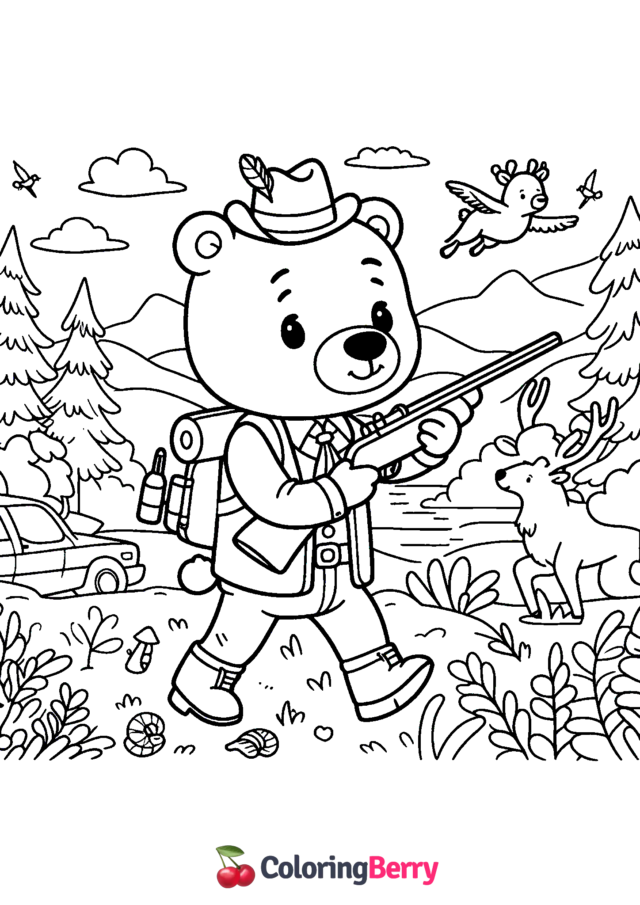 Bear Hunt Coloring Page