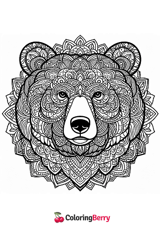 Bear Mandala Coloring Page
