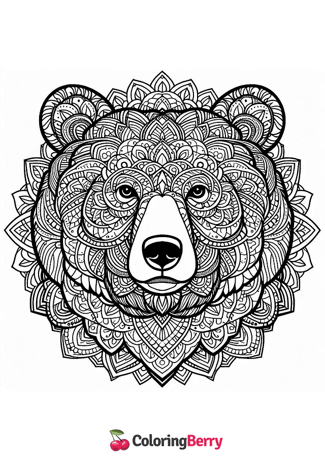 Bear Mandala Coloring Page