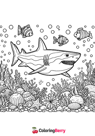 Big Shark Coloring Page