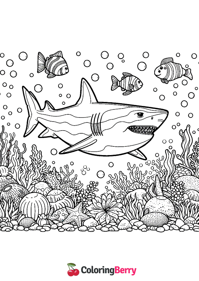 Big Shark Coloring Page