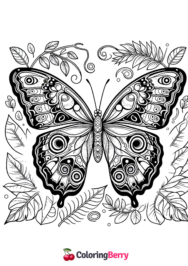 Blue Morpho Butterfly Coloring Page