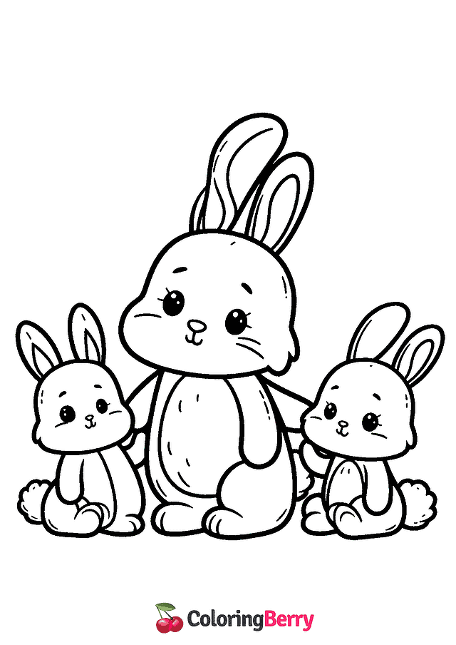 Bunny Family Coloring Page