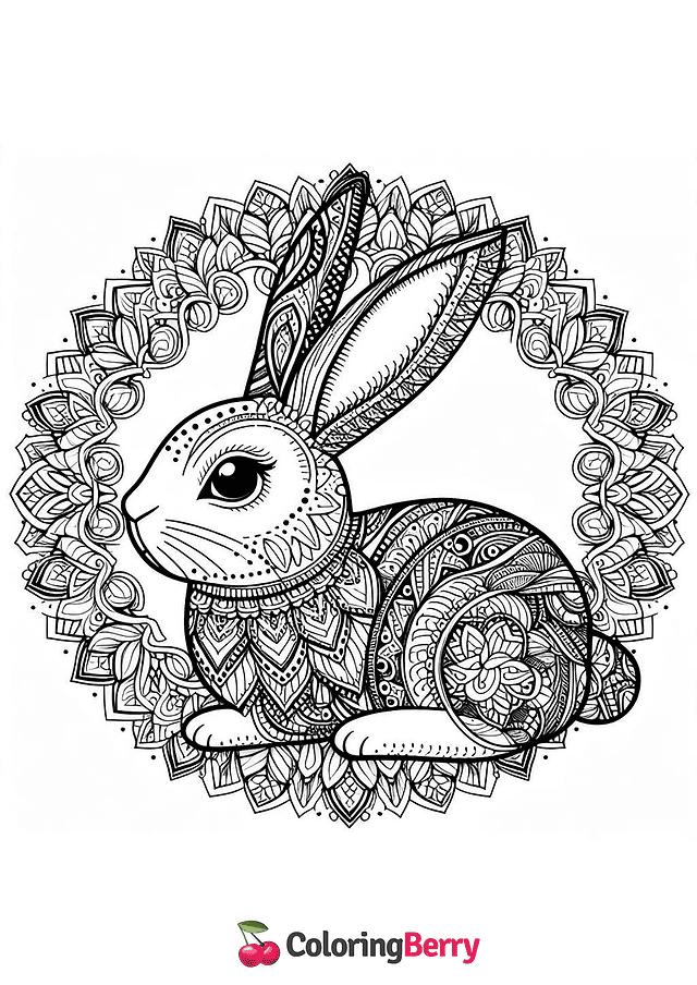 Bunny Mandala Coloring Page