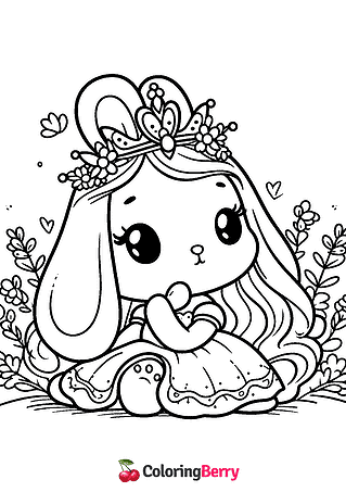 Bunny Princess Coloring Page