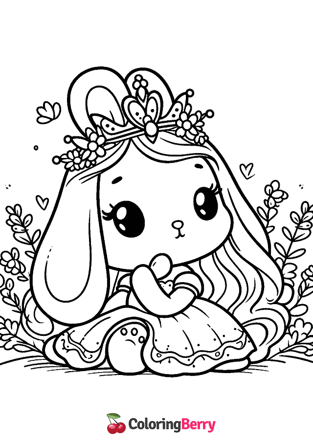 Bunny Princess Coloring Page