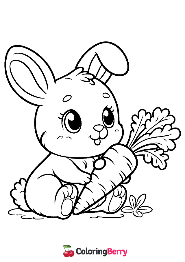 Bunny with Carrot Coloring Page