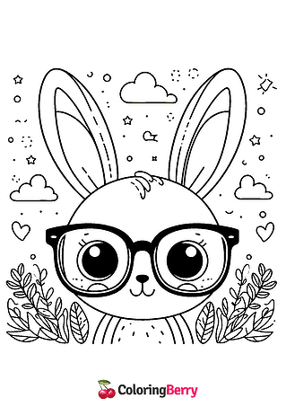Bunny with Glasses Coloring Page