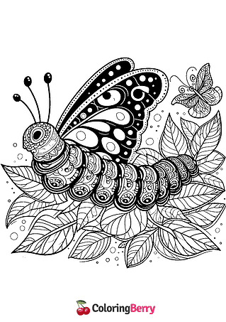 Butterfly Caterpillar Coloring Page