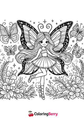 Butterfly Fairy Coloring Page