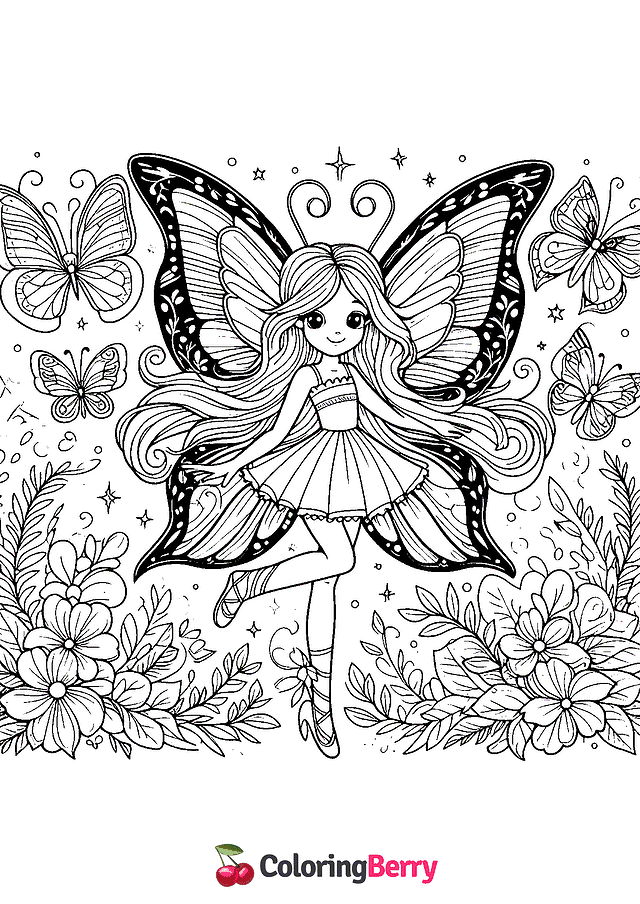 Butterfly Fairy Coloring Page