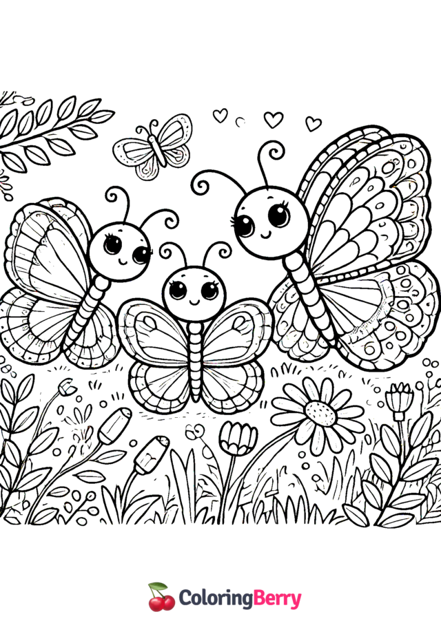 Butterfly Family Coloring Page