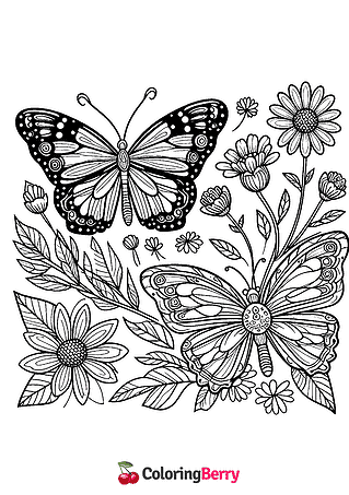 Butterfly Flower Coloring Page