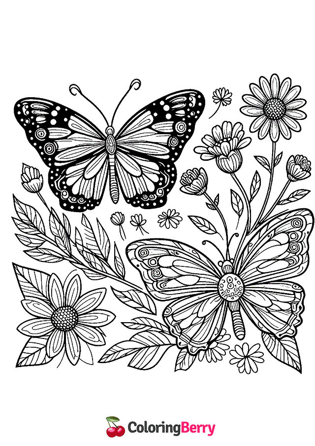 Butterfly Flower Coloring Page