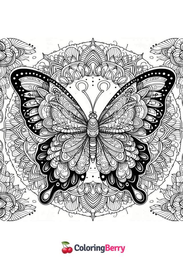 Butterfly Mandala Coloring Page